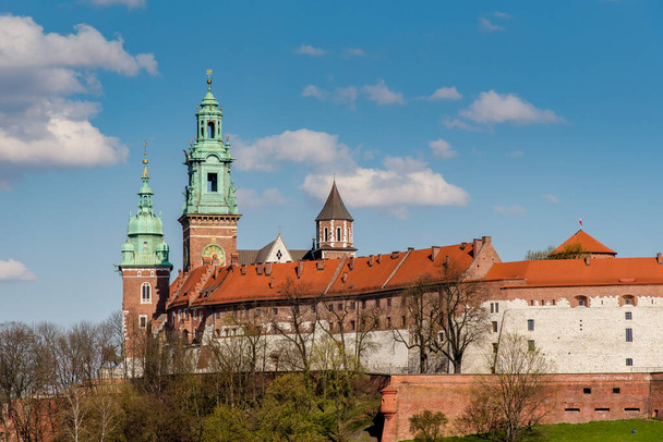 Wawel kastély, híres mérföldkő Krakkóban Lengyelország.  - Fotó, kép