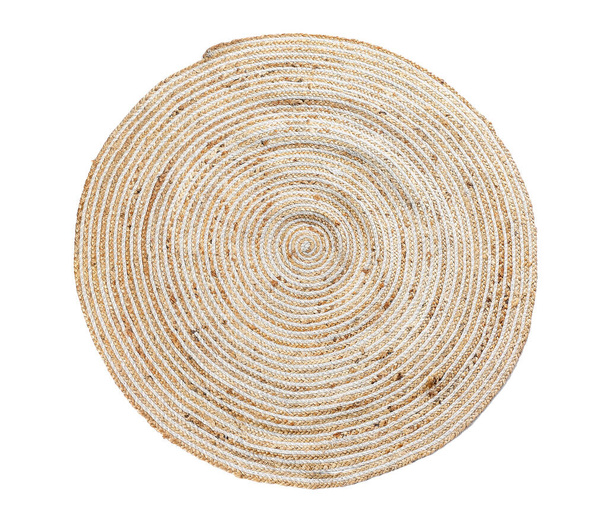 Round wicker carpet on white background - Zdjęcie, obraz