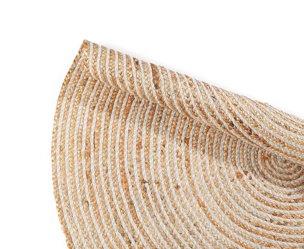 Round wicker carpet on white background - Фото, зображення