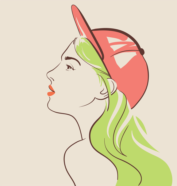 красивая женщина в шляпе
 - Вектор,изображение