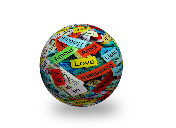liefde meertalige woord 3D-bal - Foto, afbeelding