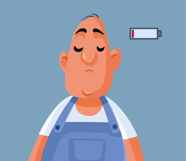 Tired Worker Suffering from Burnout Syndrome Vector Cartoon - Vector, imagen