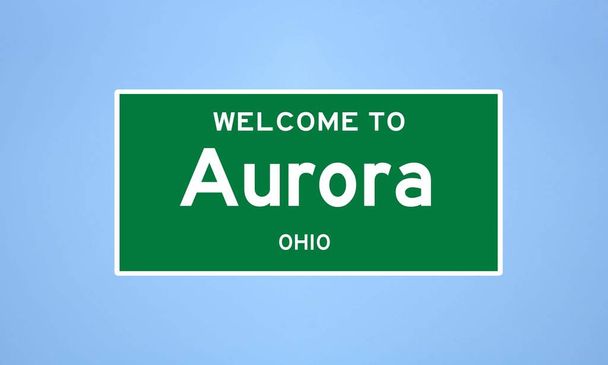 Aurora, Ohio Ortseingangsschild. Ortsschild aus den USA. - Foto, Bild