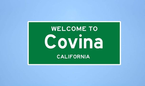 Covina, Kalifornian kaupungin rajakyltti. Kaupunki merkki Yhdysvalloista. - Valokuva, kuva