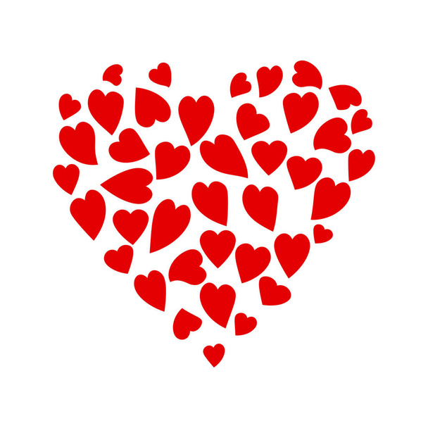 red heart of hearts on White background. Invitation card design. Wedding card decoration. Vector illustration. stock image. - Vektör, Görsel