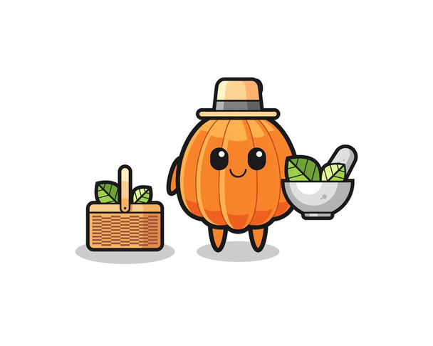 pumpkin herbalist cute cartoon - Vector, Image