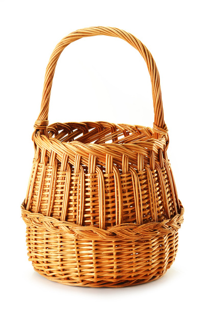 Empty wicker basket isolated on white  - Photo, Image
