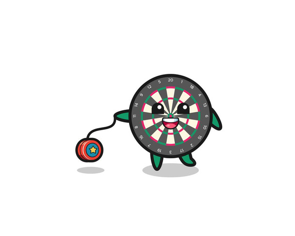 cartoon of cute dart board playing a yoyo , cute design - Vector, Image
