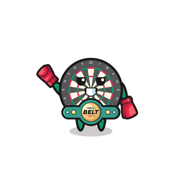 dart board boxer mascot character , cute design - Vector, Image