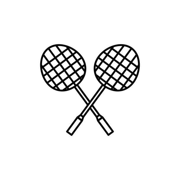 Raket ikonu. çizgi simgesi tarzı. Badminton ikonu için uygun. Basit dizayn edilebilir. Şablon vektörü tasarla - Vektör, Görsel