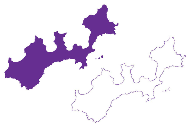 ユーリ島(日本,東アジア,ロシア連邦,ロシア,クリル諸島)地図ベクトル図,スケッチブックユーリ地図 - ベクター画像