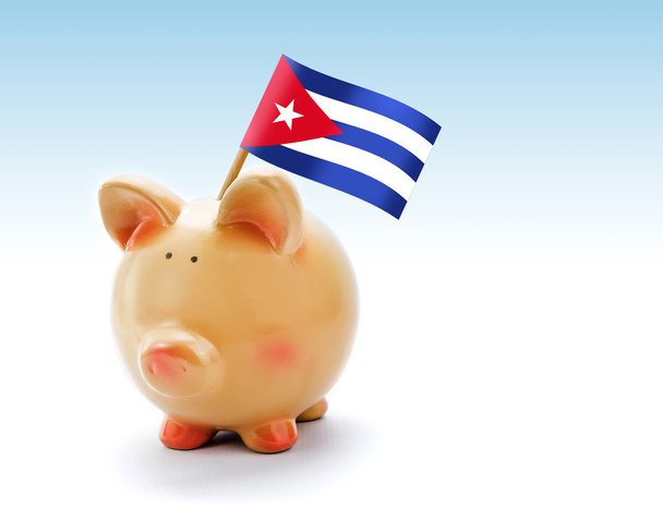 Küba'nın ulusal bayrak ile Piggy banka - Fotoğraf, Görsel