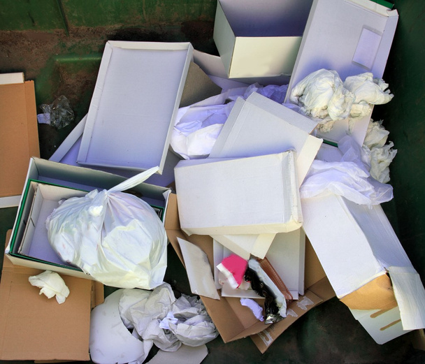 Cardboard and paper garbage trash container - Fotoğraf, Görsel