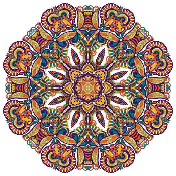 Circle lace ornament, round ornamental pattern - Vector, imagen
