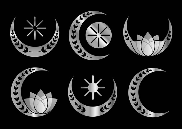 Lunas decorativas Crescent colección de plata conjunto - Vector, Imagen