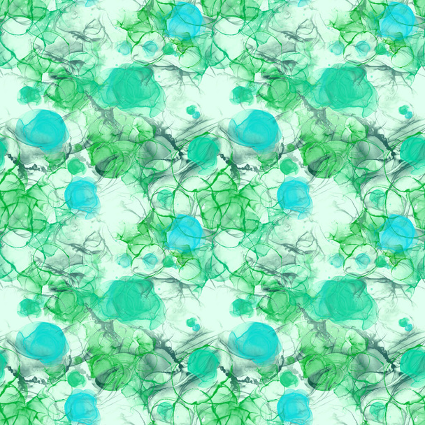 Green alcohol ink seamless pattern. Modern design. Alcohol ink illustration repeat pattern. - Photo, Image