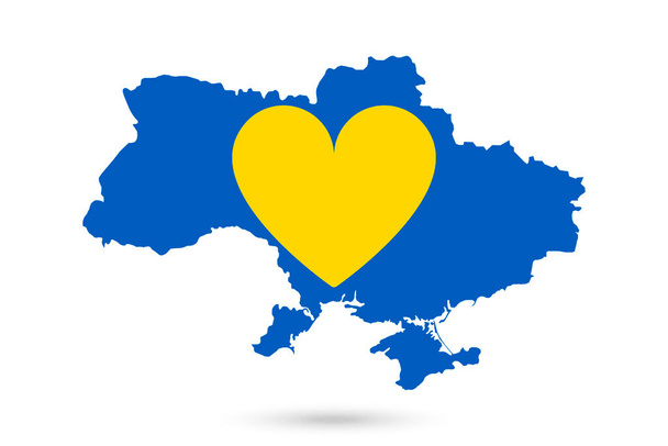 Mappa Ucraina con icona del cuore. Illustrazione vettoriale. - Vettoriali, immagini