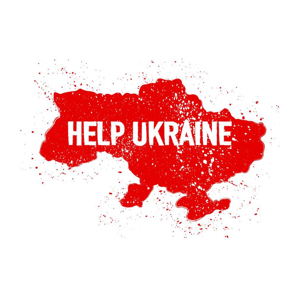 Hilfe Ukraine Karte Hintergrund rot - Vektor, Bild