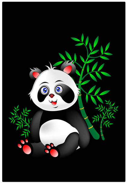 Cartoon panda relaxing on bamboo - ベクター画像