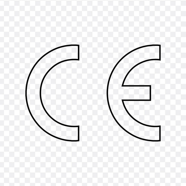 CE-merkintä. CE-symboli eristetty valkoisella taustalla. Eurooppalainen vaatimustenmukaisuusvakuutus - Vektori, kuva