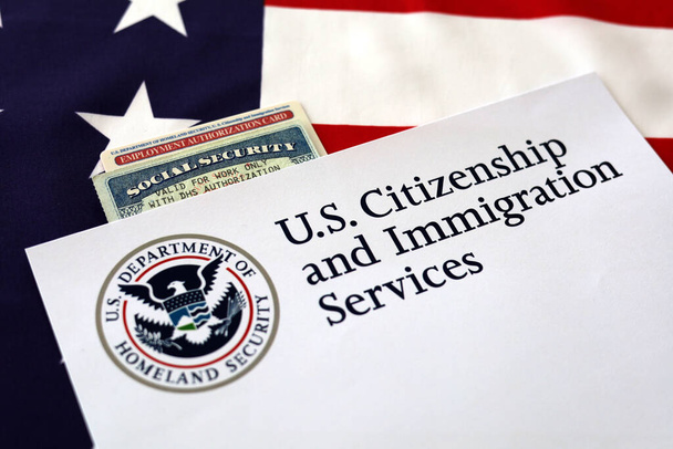 Logó Amerikai Egyesült Államok Állampolgársági és bevándorlási szolgáltatások Szociális biztonság - Fotó, kép