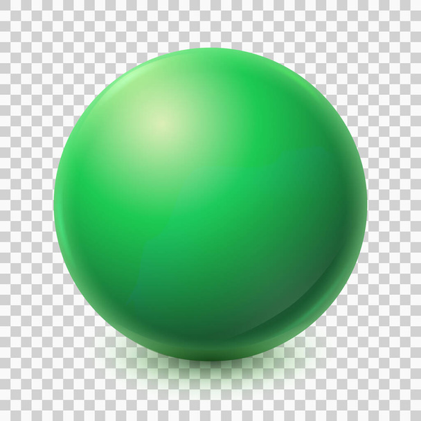 Jedna duża zielona kula na przezroczystym tle. Realistyczna kula 3D. Błyszcząca kula wektorowa z cieniem. Abstrakcyjna kryształowa kula. Ilustracja wektora eps10 - Wektor, obraz