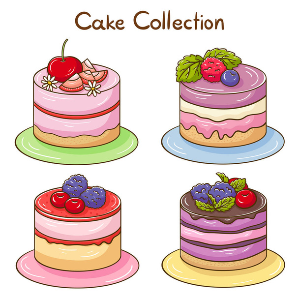 Illustration of cartoon cake set - Vector, Image