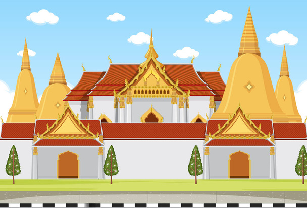 Ταϊλάνδη εικονική τουριστική ατραξιόν απεικόνιση φόντου - Διάνυσμα, εικόνα