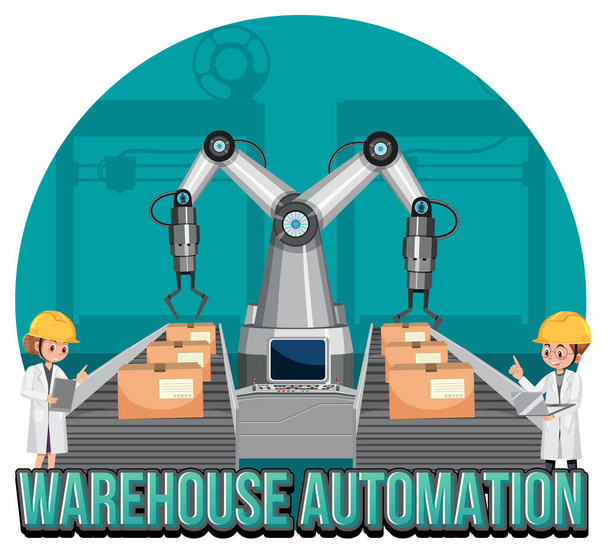 Warehouse automation banner design illustration - Vector, Image