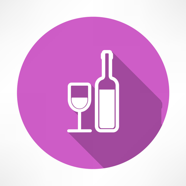 Wine bottle and a glass icon - Vektor, Bild