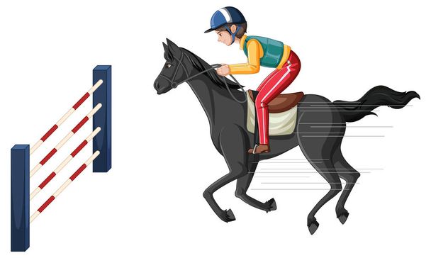 Esporte equestre com homem a cavalo ilustração - Vetor, Imagem