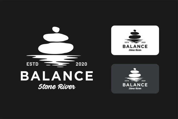 Plantilla de logotipo de spa o yoga con concepto de piedra de equilibrio - Vector, Imagen