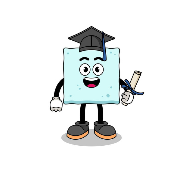 kostka cukru maskot s maturitní pózou, charakter designu - Vektor, obrázek