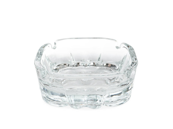 One empty glass ashtray isolated on white - Φωτογραφία, εικόνα