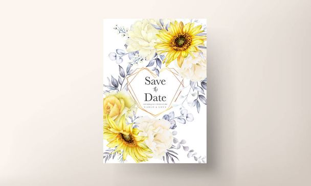 Conjunto de cartão de casamento floral aquarela - Vetor, Imagem