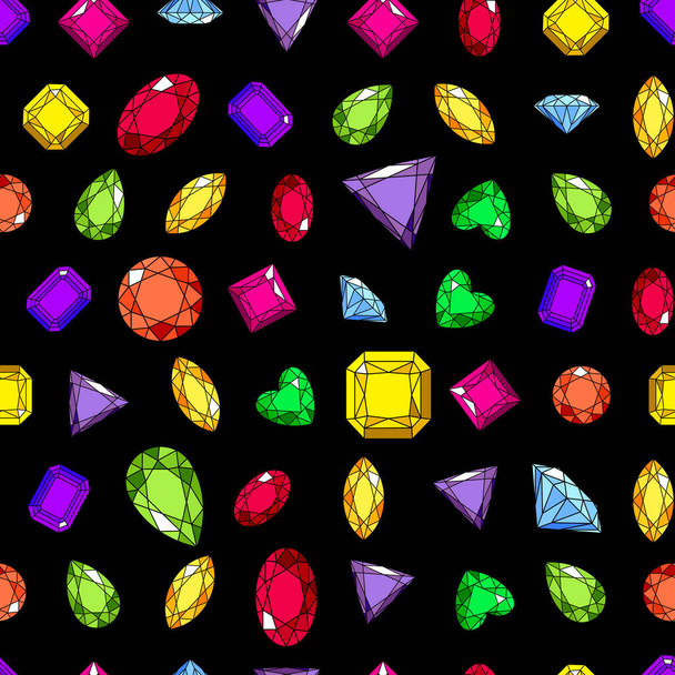 Naadloos patroon met kristallen van verschillende vormen. - Vector, afbeelding