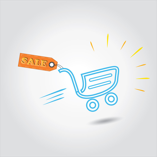 Sale tag with shopping cart is concept of vector discount,sale - Vector, Image