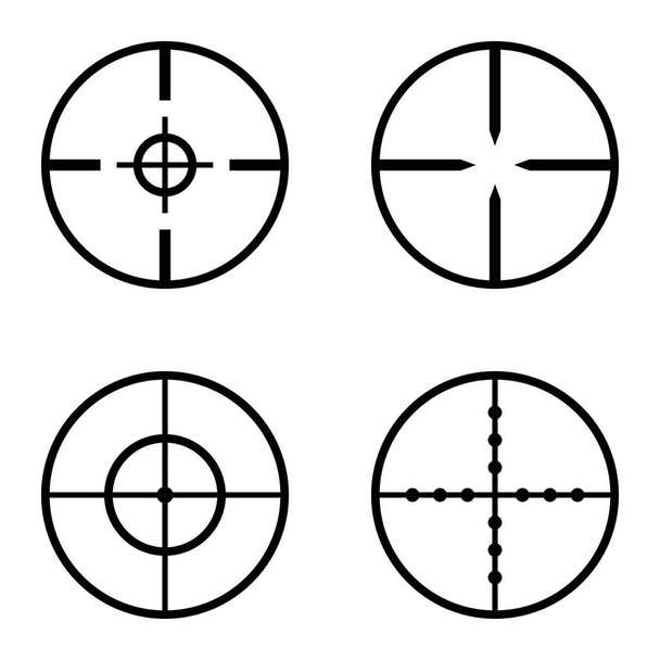 Crosshairs płaski zestaw ikon izolowany na białym tle - Wektor, obraz