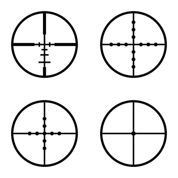 Crosshairs platte pictogram set geïsoleerd op witte achtergrond - Vector, afbeelding