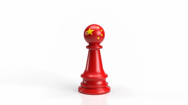 red Chinese chess on white background  for business concept 3d renderin - Photo, Image