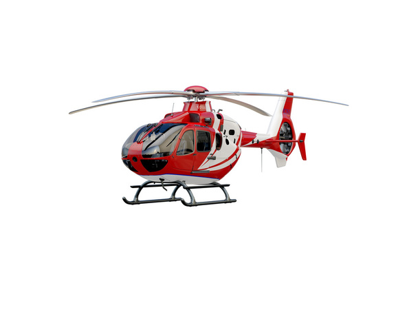 Červený vrtulník na bílém pozadí - Fotografie, Obrázek