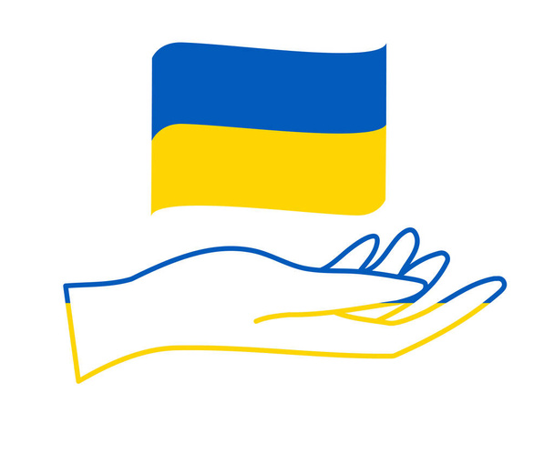 Ukrajina Vlajková stuha a znak ruky Symbol Abstrakt Národní Evropa Vektorové ilustrace Design - Vektor, obrázek