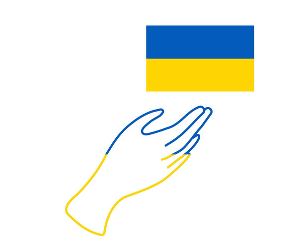 ウクライナ国旗アイコンエンブレムと手国立ヨーロッパアブストラクトシンボルベクトルイラストデザイン - ベクター画像