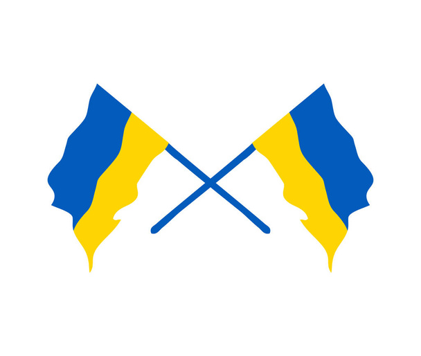 Flaga machająca na stoisku z flagą Ukrainy znak - Wektor, obraz