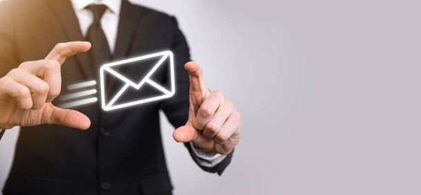 Email marketing and newsletter concept.Contact us by newsletter email and protect your personal information from spam mail concept.Scheme of direct sales in business. List of clients for mailing - Foto, immagini