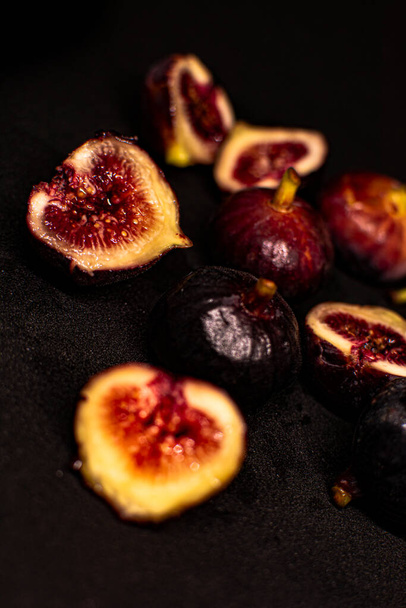 high angle bunch autumn figs plate - Photo, Image