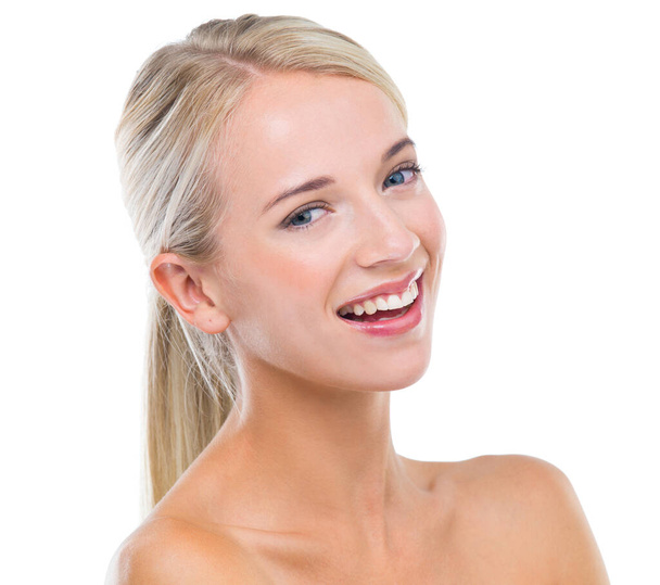 Effortlessly gorgeous. Cropped shot of a beautiful young woman isolated on white. - 写真・画像