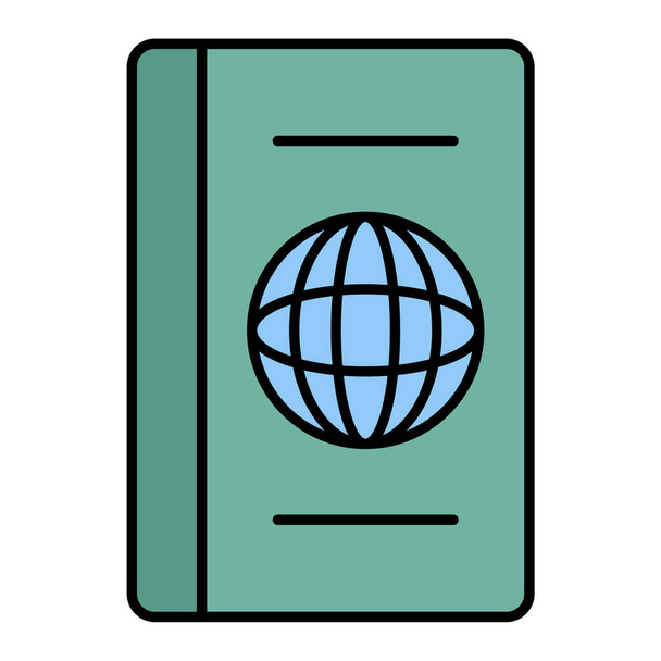 パスポートに本のアイコンがついてる。ベクターイラスト - ベクター画像