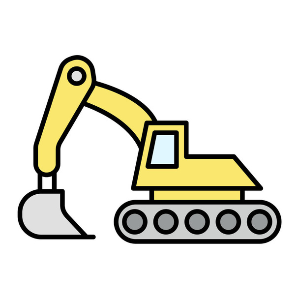 Icono de excavadora en el estilo de esquema ilustración vectorial aislada
 - Vector, imagen