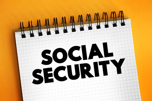 Texto de la Seguridad Social en el bloc de notas, antecedentes conceptuales - Foto, Imagen